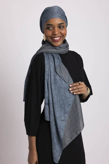 Şebnem Hattı Koleksiyonu - Gök Çini Çift Taraf Şal - 2
