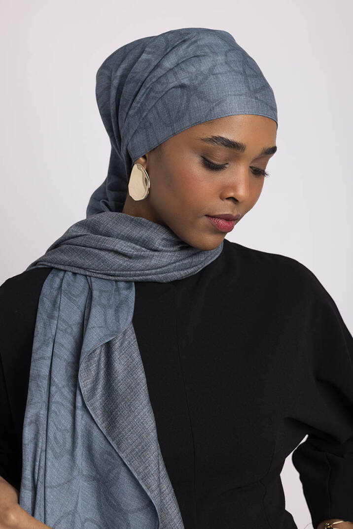 Şebnem Hattı Koleksiyonu - Gök Çini Çift Taraf Şal - 8