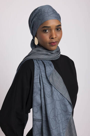 Şebnem Hattı Koleksiyonu - Gök Çini Çift Taraf Şal - 9