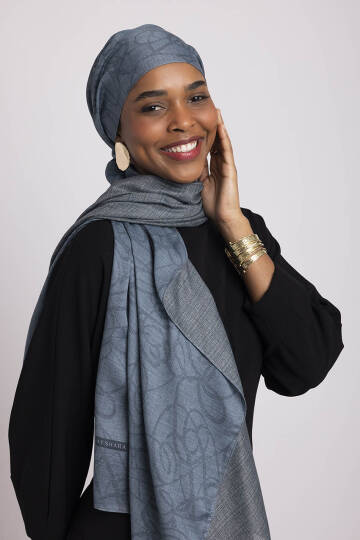 Şebnem Hattı Koleksiyonu - Gök Çini Çift Taraf Şal