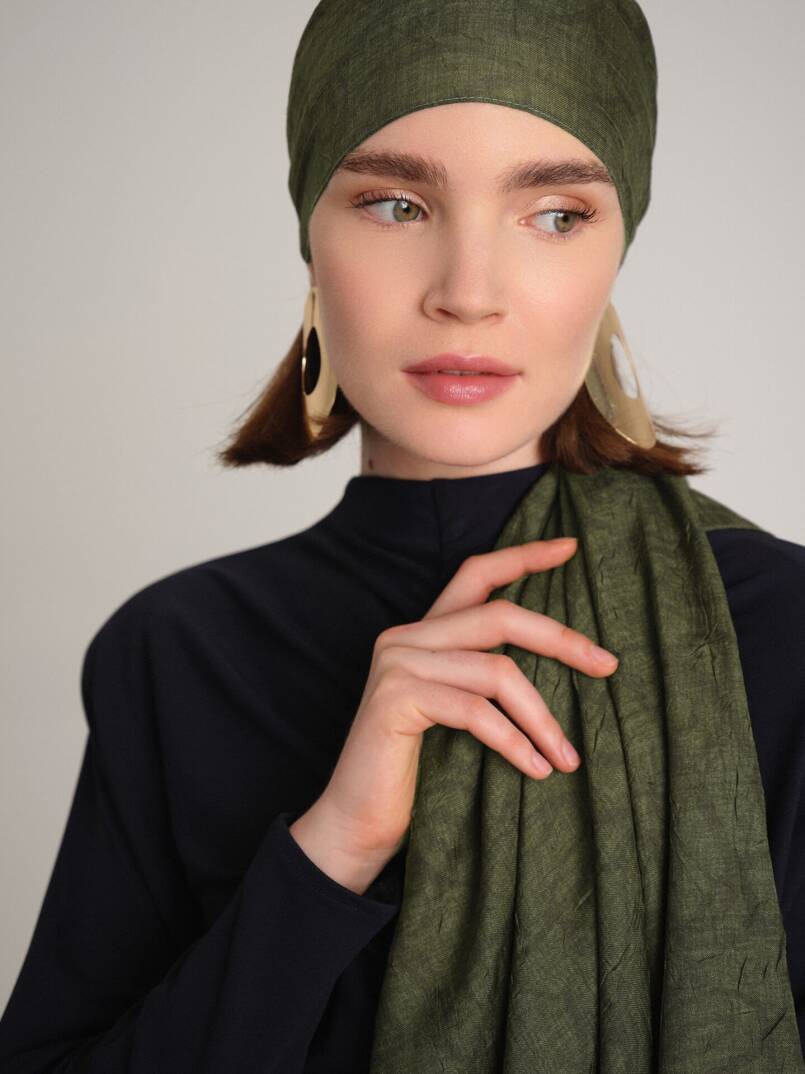 Şebnem Hattı Koleksiyonu - Zeytin Gölgesi Çift Taraf Şal - 2