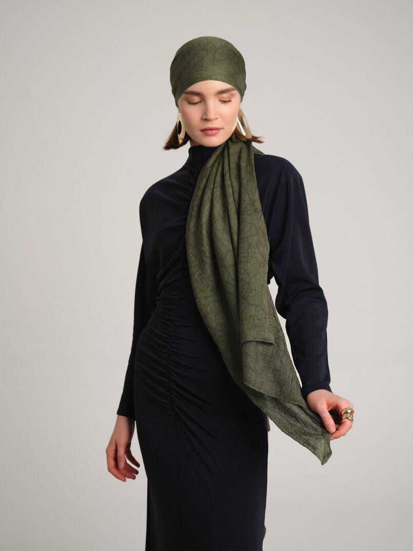 Şebnem Hattı Koleksiyonu - Zeytin Gölgesi Çift Taraf Şal - 3