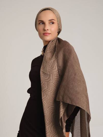 Şiraze Koleksiyonu - Açık Kahve Çift Taraf Şal