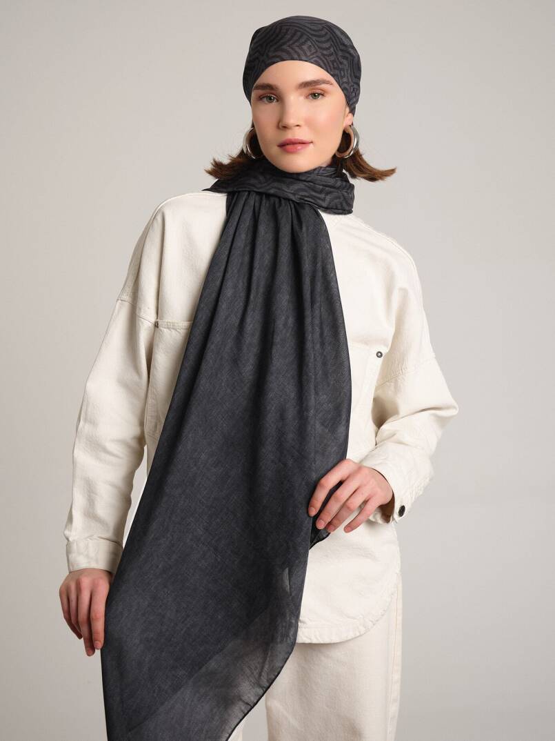 Şiraze Koleksiyonu - Açık Kahverengimsi Gri Çift Taraf Şal - 1