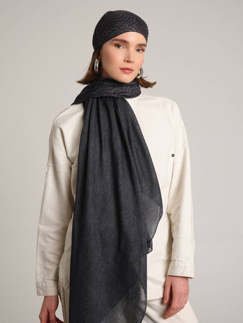 Şiraze Koleksiyonu - Açık Kahverengimsi Gri Çift Taraf Şal - 3
