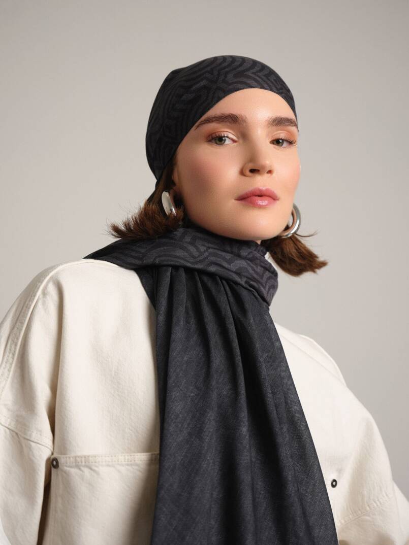 Şiraze Koleksiyonu - Açık Kahverengimsi Gri Çift Taraf Şal - 4