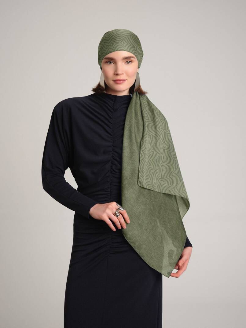 Şiraze Koleksiyonu - Açık Zeytin Çift Taraf Şal - 1