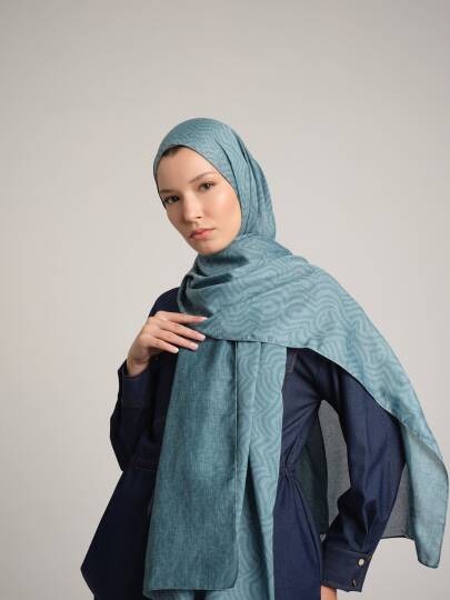 Şiraze Koleksiyonu - Buz Mavisi Çift Taraf Şal