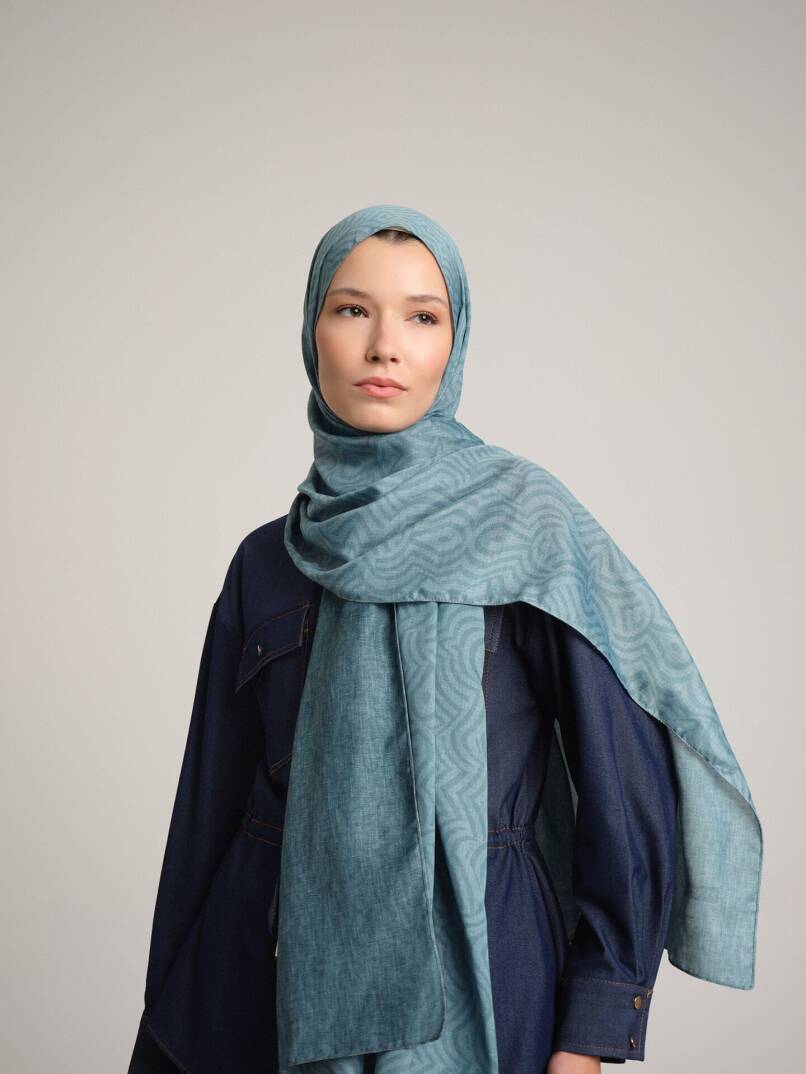 Şiraze Koleksiyonu - Buz Mavisi Çift Taraf Şal - 3