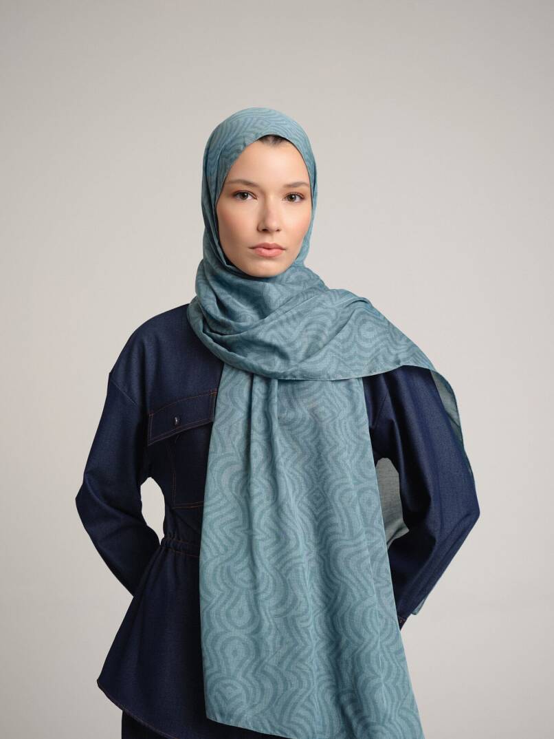 Şiraze Koleksiyonu - Buz Mavisi Çift Taraf Şal - 4