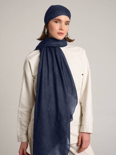Şiraze Koleksiyonu - Dumanlı Mavi Çift Taraf Şal