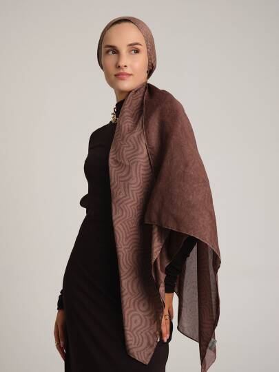 Şiraze Koleksiyonu - Gül Kurusu Gri Çift Taraf Şal