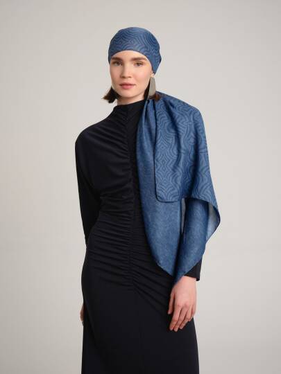 Şiraze Koleksiyonu - İpek Mavisi Çift Taraf Şal