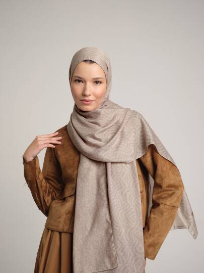 Şiraze Koleksiyonu - Kirli Bej Çift Taraf Şal - 5