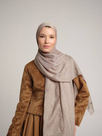 Şiraze Koleksiyonu - Kirli Bej Çift Taraf Şal - 6