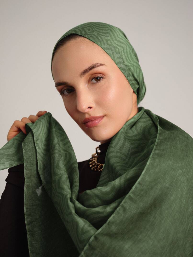 Şiraze Koleksiyonu - Soluk Haki Çift Taraf Şal - 1