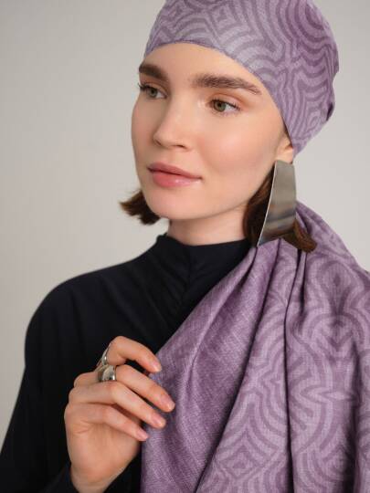 Şiraze Koleksiyonu - Soluk Leylak Çift Taraf Şal