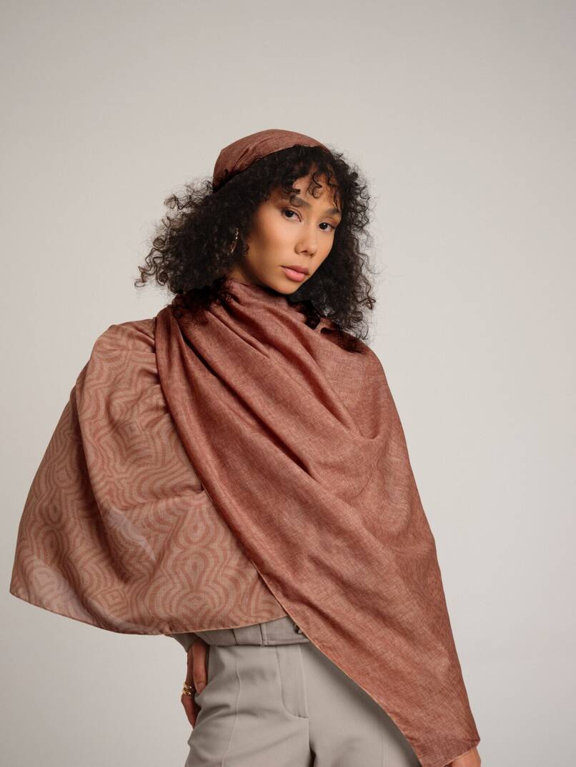 Şiraze Koleksiyonu - Soluk Mercan Çift Taraf Şal - 1