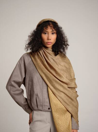 Şiraze Koleksiyonu - Soluk Somon Çift Taraf Şal