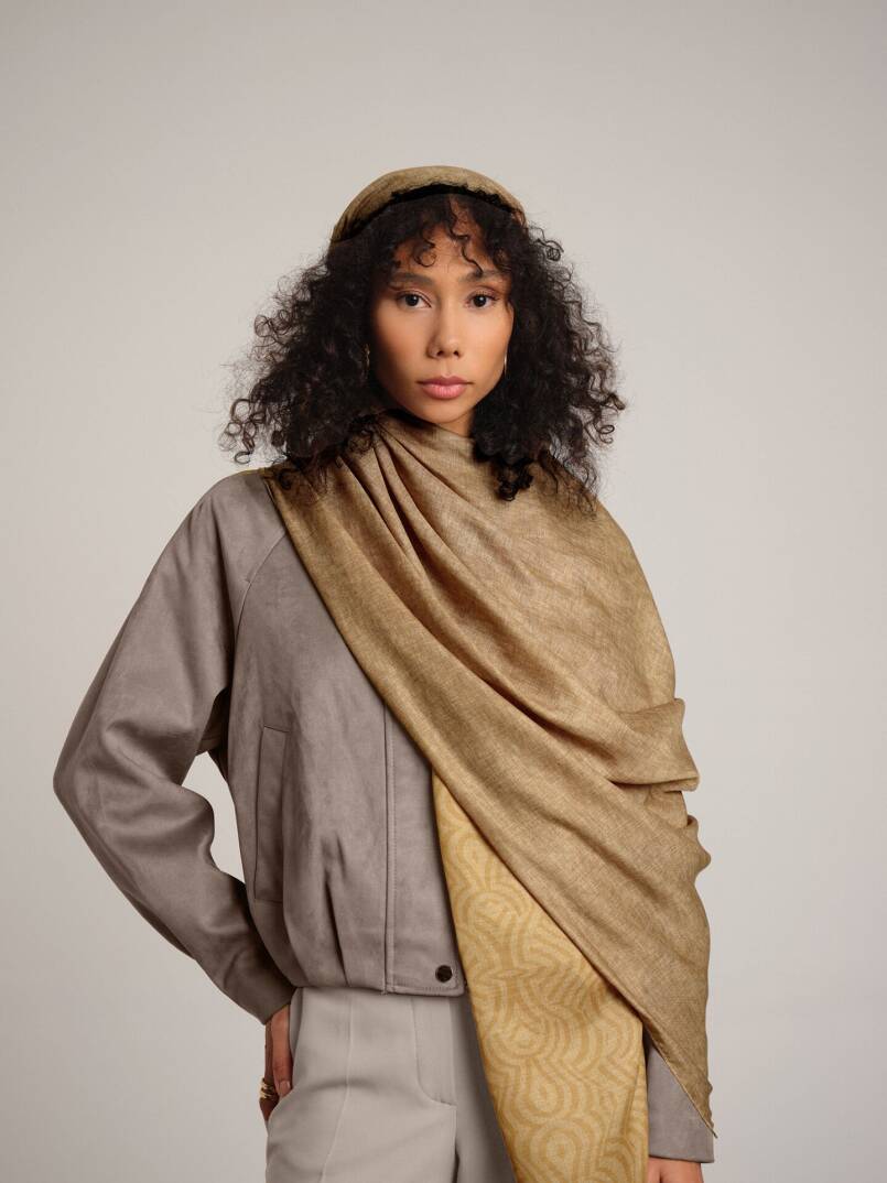 Şiraze Koleksiyonu - Soluk Somon Çift Taraf Şal - 1