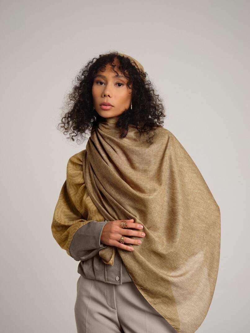 Şiraze Koleksiyonu - Soluk Somon Çift Taraf Şal - 5