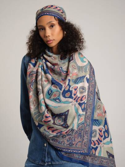 Sırlı Motifler Koleksiyonu - Haliç Tek Taraf Şal