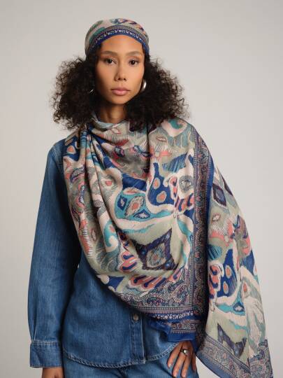 Sırlı Motifler Koleksiyonu - Haliç Tek Taraf Şal - 4