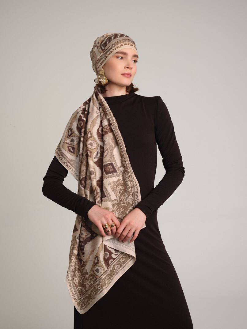 Sırlı Motifler Koleksiyonu - Kumkapı Tek Taraf Şal - 4