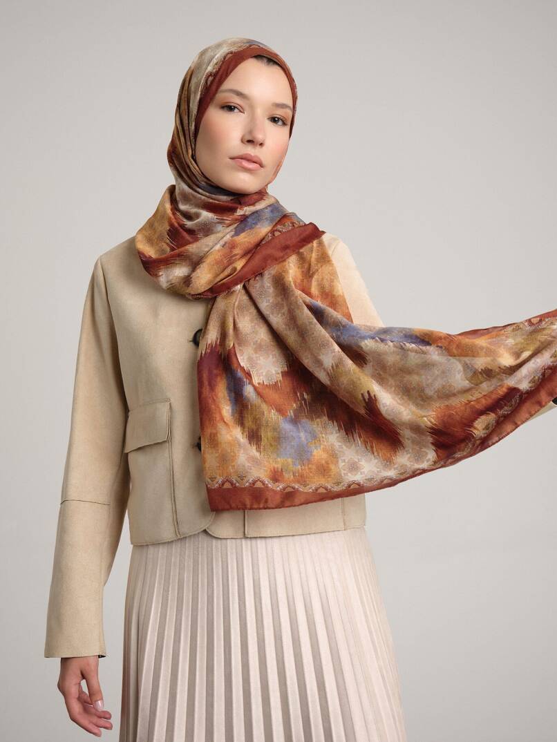 Suyolu Koleksiyonu - Kiremit Yürüyüşü Çift Taraf Şal - 1