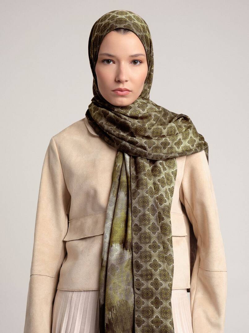 Suyolu Koleksiyonu - Zeytin Gölgesi Çift Taraf Şal - 3