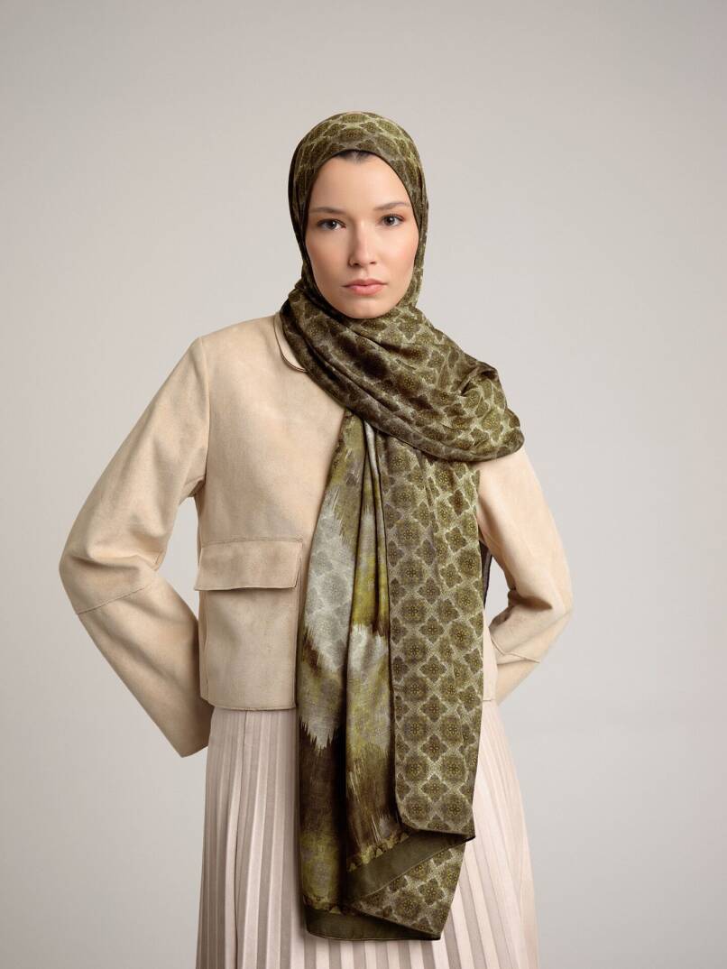 Suyolu Koleksiyonu - Zeytin Gölgesi Çift Taraf Şal - 4