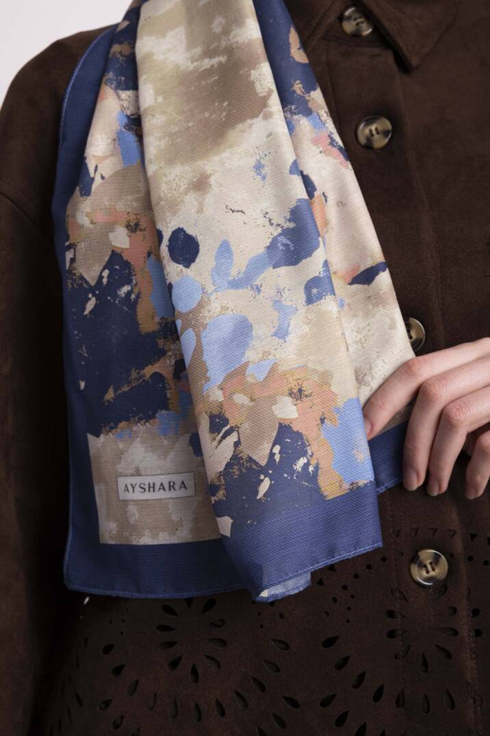 Tomurcuk Koleksiyonu - Safir Tomurcuğu Tek Taraf Şal - 4