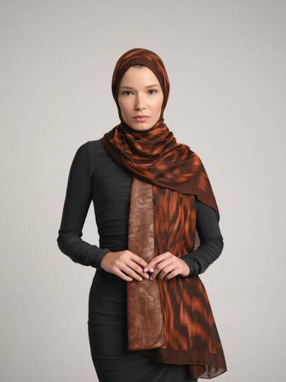 Yalaz Koleksiyonu - Bakır Alev Çift Taraf Şal