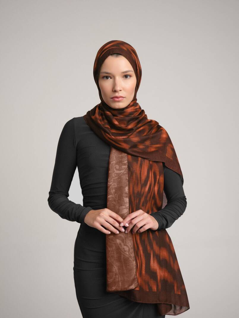 Yalaz Koleksiyonu - Bakır Alev Çift Taraf Şal - 1