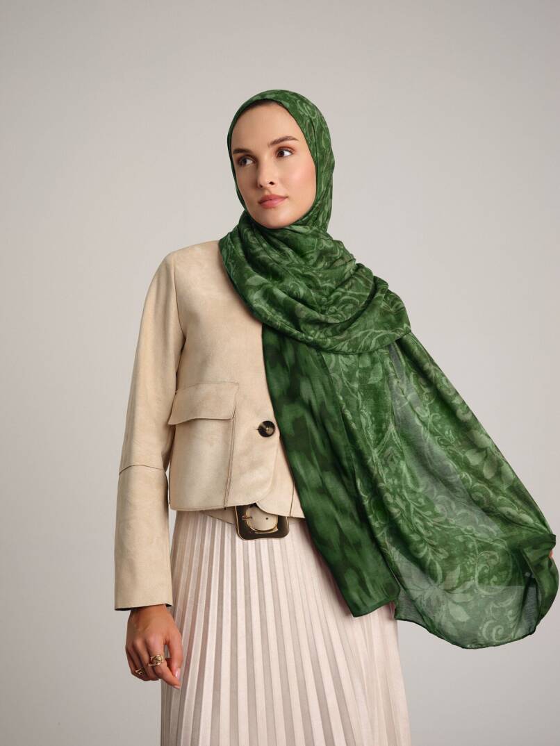 Yalaz Koleksiyonu - Çam Yeli Çift Taraf Şal - 1