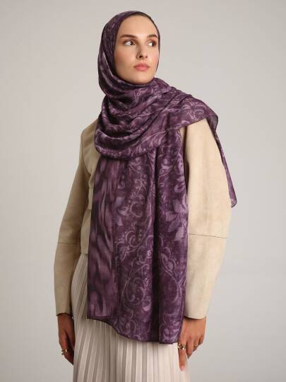 Yalaz Koleksiyonu - Erguvan Tutuşu Çift Taraf Şal