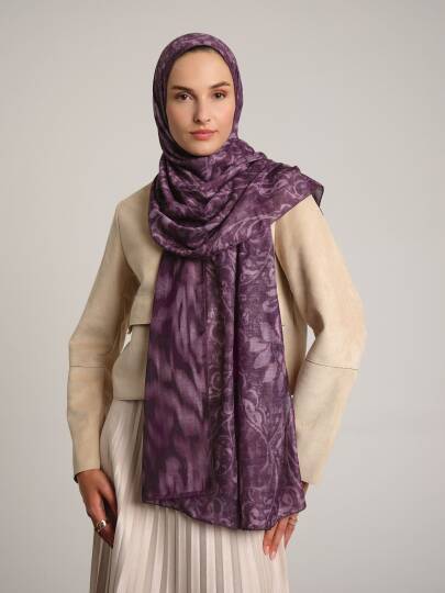Yalaz Koleksiyonu - Erguvan Tutuşu Çift Taraf Şal - 3
